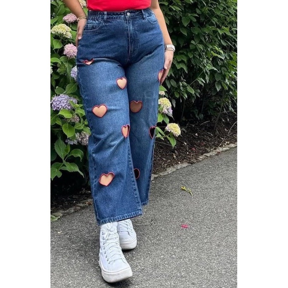 Shiny‎ By Nature Heart Cut Out Jeans 3XL Medium Wash - Picture 16 of 16